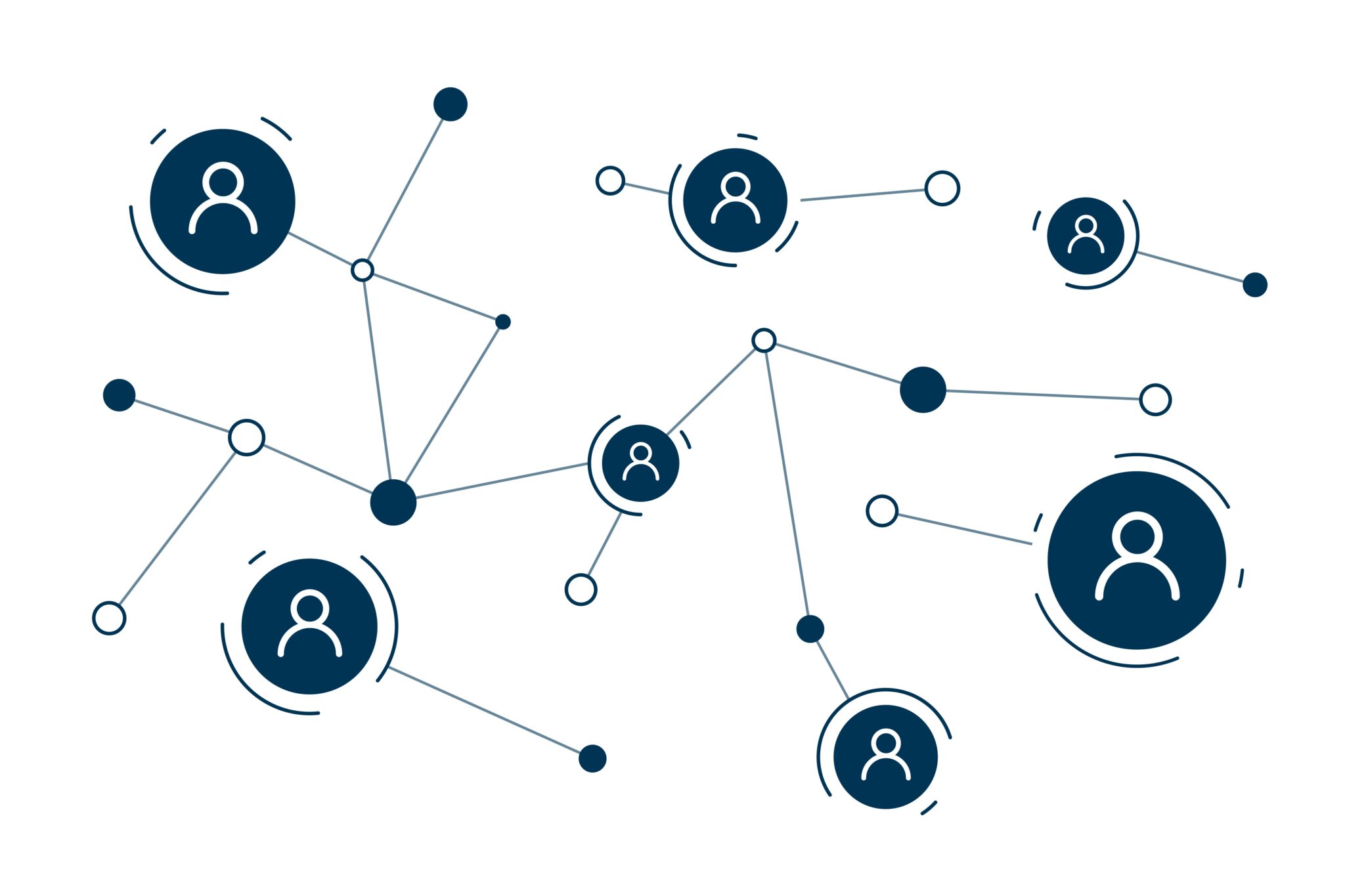 Menschen sind über Linien miteinander verbunden – Symbol für Network Marketing und Teamaufbau mit SoulVital.